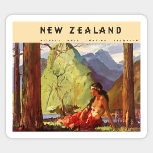 Vintage Travel Poster from New Zealand Sticker